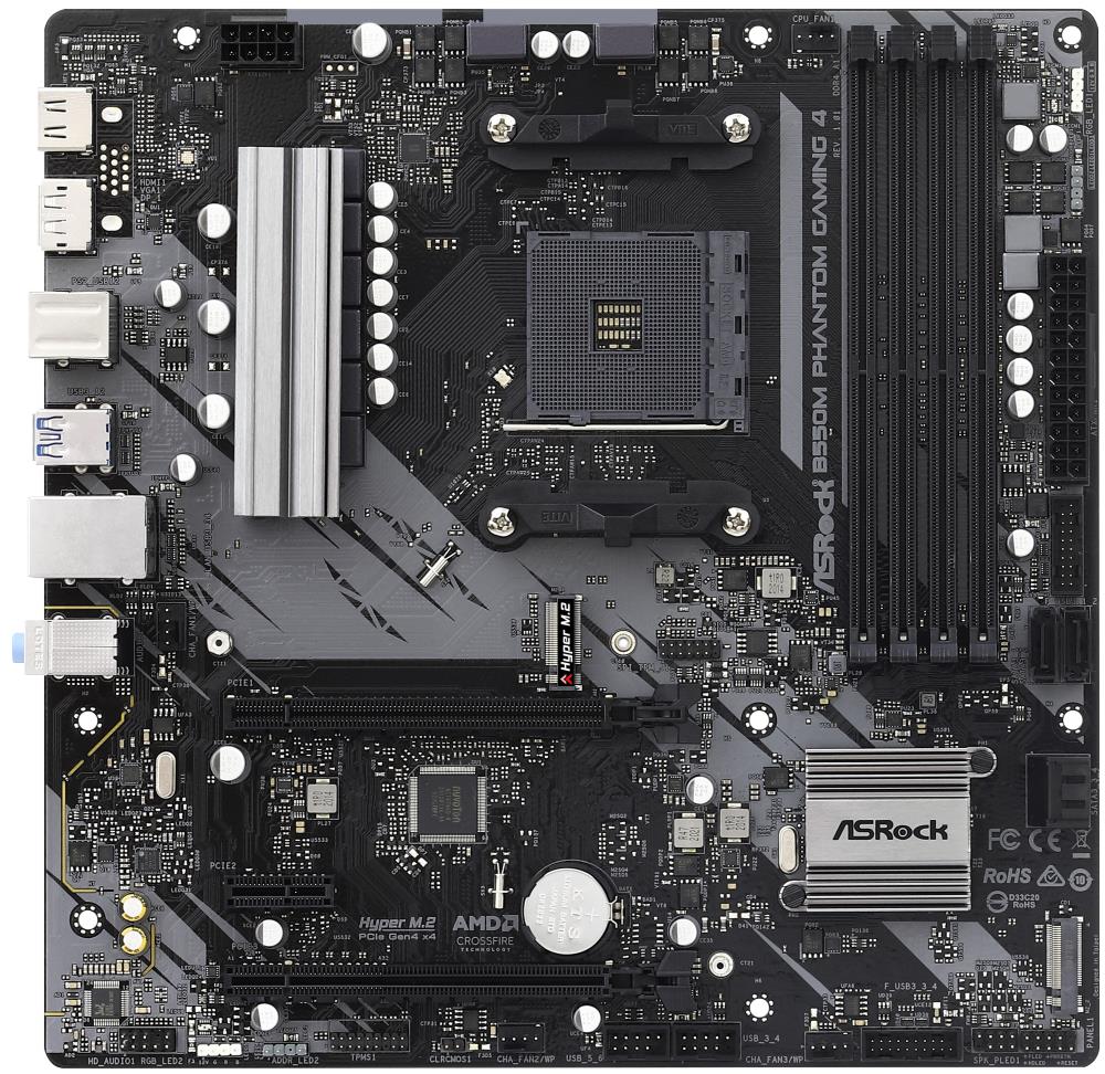 ASRock B550M Phantom Gaming 4 / AMD B550 / AM4 / 4x DDR4 DIMM / HDMI / DP / 2x M.2 / mATX